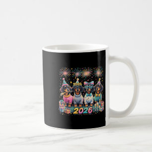 2026 Nieuwjaarsfeest Dachshund Vuurwerk Pret Koffiemok