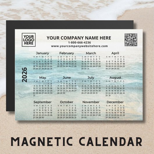 2026 Nom commercial Logo QR Ocean Calendar Magnet