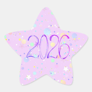 2026 nummer nieuwjaar cute roze paars ster sticker