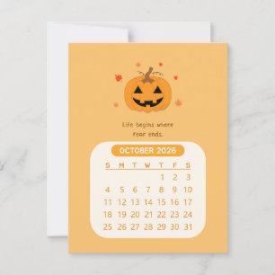 2026 Oktober Maandelijkse Kawaii Motiverende Kalen Briefkaart