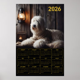 2026 Old English Sheepdog Calendar Poster