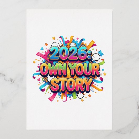 2026: Own Your Story - The Empowerment Slogan Folie Uitnodiging (Voorkant)
