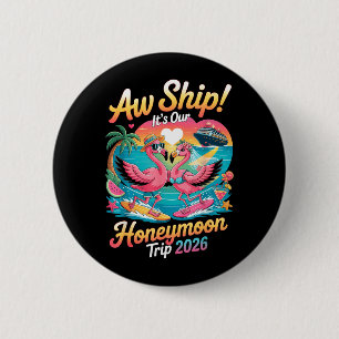 2026 Passende Honeymoon Cruise Flamingo Bruid Ronde Button 5,7 Cm