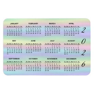 2026 Pastelregenboog holografische kalender magnee Magneet