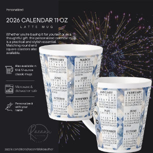 2026 Personnalisé 12 oz Calendrier Latte Mug