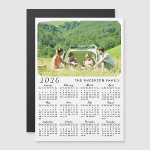 2026 Photo Calendrier Magnet Votre nom Blanc Noir