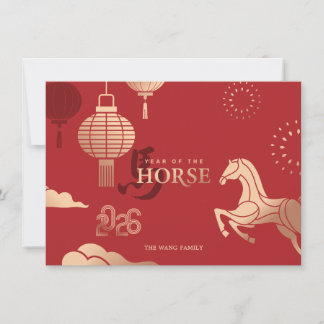2026 Photos Gold Horse Chinese New Year Greeting Feestdagenkaart