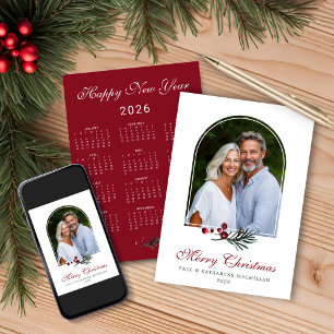 2026 Pine Arch Donkerrood Kerstfotokalender Feestdagenkaart