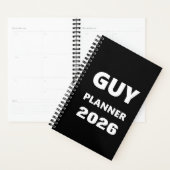 2026 Planner For Men Guy Planner White Font Black (Devant avec enveloppe)