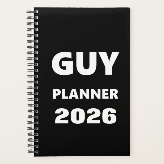 2026 Planner For Men Guy Planner White Font Black (Devant)