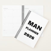 2026 Planner For Men Man Planner Black Font White (Devant avec enveloppe)