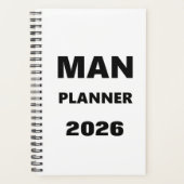 2026 Planner For Men Man Planner Black Font White (Devant)
