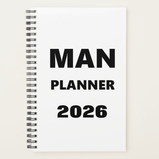 2026 Planner For Men Man Planner Black Font White (Devant)