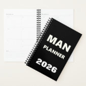 2026 Planner For Men Man Planner White Font Black (Devant avec enveloppe)