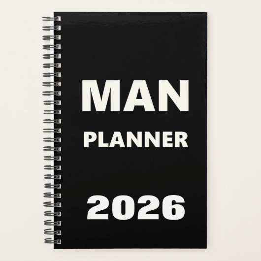 2026 Planner For Men Man Planner White Font Black (Devant)