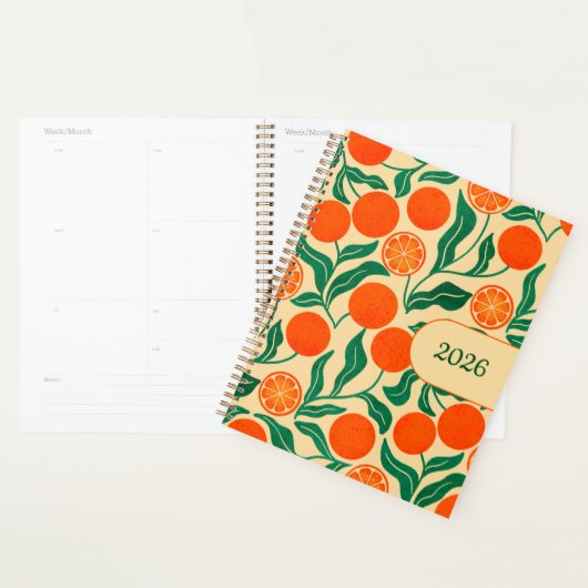 2026 Planner | Orange Citrus Botanical Design (Devant avec enveloppe)