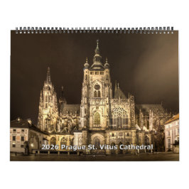 2026 Prague - St.Vitus Cathedral at Night Calendar Kalender