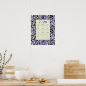 2026 Purple Flowers Wall Calendar Poster (Keuken)