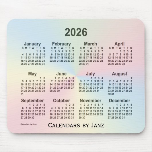 2026 Rainbow Cloud Calendar van Janz Muismat (Voorkant)