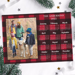 2026 Red Buffalo Plaid Gepersonaliseerde fotokalen
