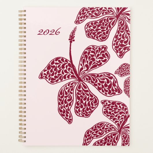 2026 Red Hibiscus Art Floral  Planner (Voorkant)