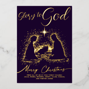 2026 Religieus Kerststal Eer Aan God Schrift Folie Feestdagenkaart