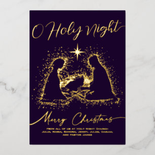 2026 Religieus Kerststal O Heilige Nacht Schrift Folie Feestdagenkaart