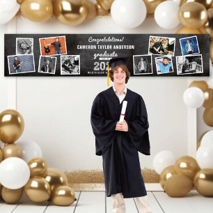 2026 Retro Schoolbord Schets 10 Foto Grad Feest Spandoek