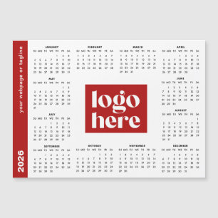 2026 Rood Zakelijk Logo Magnetische Kalender
