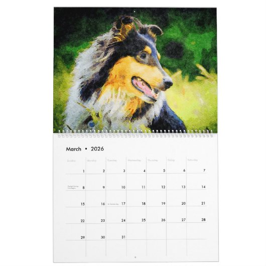 2026 Shetland Sheepdog Sheltie Mama Owner Kalender (Mar 2026)