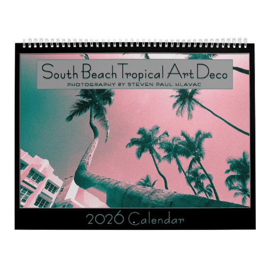 2026 South Beach Tropische Art Deco Kalender (Hoes)