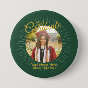 2026 Star Graduate Knop (groen) Ronde Button 7,6 Cm