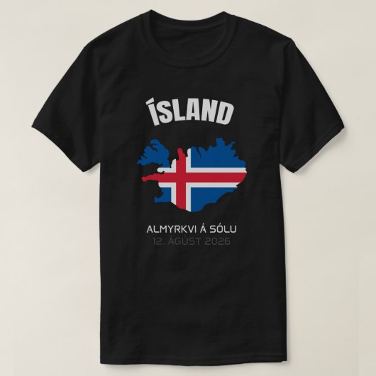 2026 Total Solaire Eclipse Ísland Drapeau T-shirt (Design devant)
