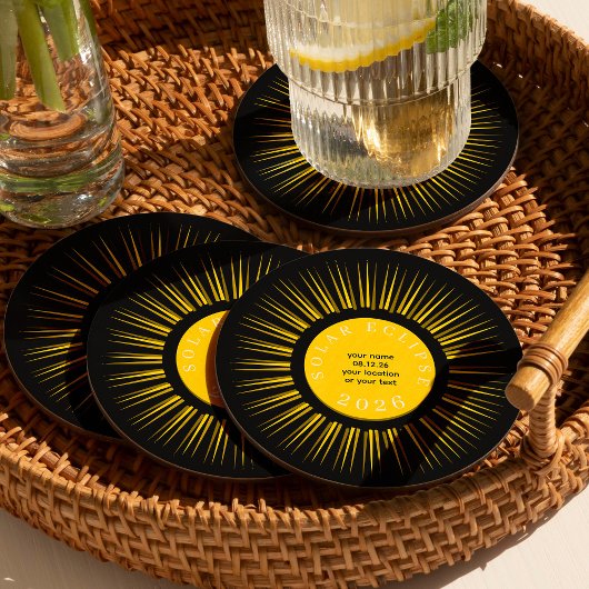 2026 Total solar eclipse your text personalized Ronde Kartonnen Onderzetter