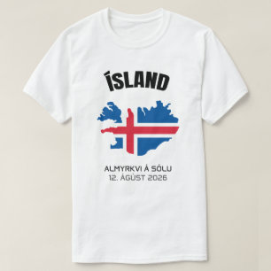2026 Totale Zonsverduistering IJsland Vlag T-shirt