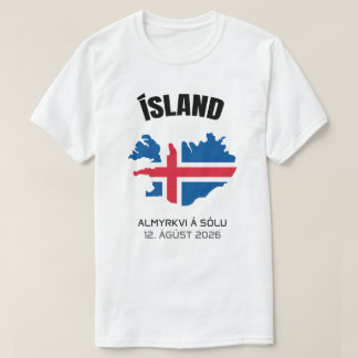 2026 Totale Zonsverduistering IJsland Vlag T-shirt