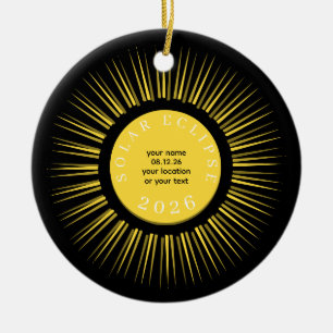 2026 Totale zonsverduistering uw tekst gepersonali Keramisch Ornament