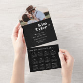 2026 trouwkalender foto unieke bewaar datum QR All In One Uitnodiging (Afscheurbaar)