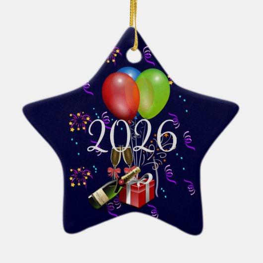 2026 Vieren, tijd om te feesten. Keramisch Ornament (Achterkant)