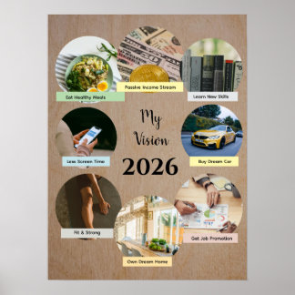 2026 Visie met 8 Zwevende Fotocirkels Poster