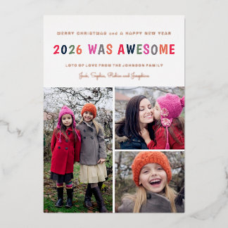 2026 Was Awesome Christmas Photo Collage Folie Feestdagenkaart