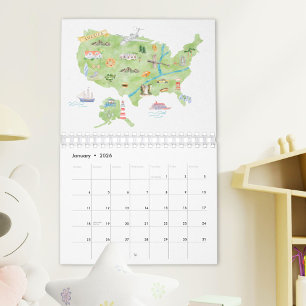 2026 Watercolor Landen in Wereldkaarten Reizen Kalender