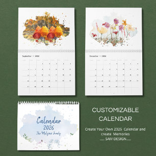 2026 Watercolor Landschaps Kalender Natuurlijke