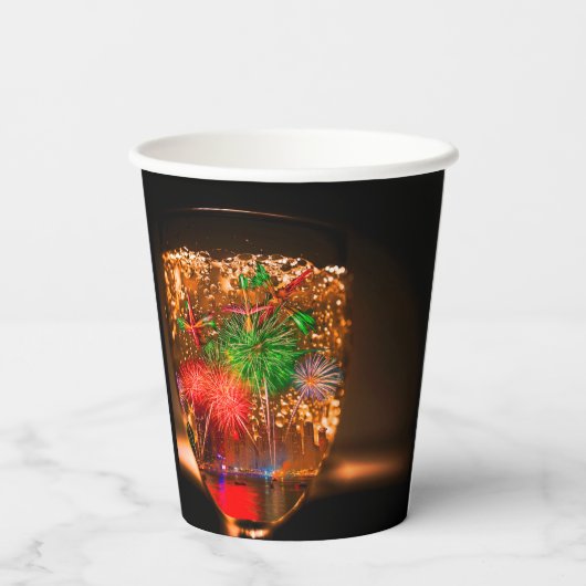 2026 wensen met vuurwerk en bubbels papieren bekers (Achterkant)