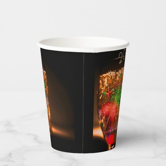 2026 wensen met vuurwerk en bubbels papieren bekers (Rechts)