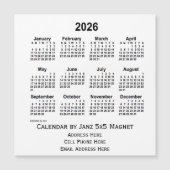 2026 White Business Calendar par Janz 5x5 Magnet (Devant)