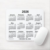 2026 White Calendar van Janz Muismat (Met muis)