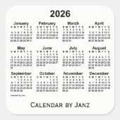 2026 White Calendar van Janz Square Sticker (Voorkant)