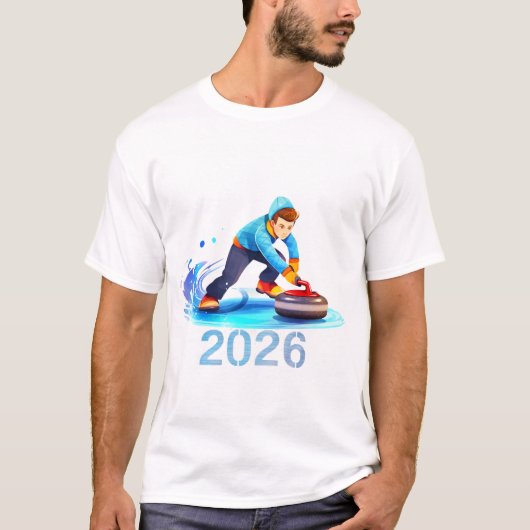 2026 Winter Curling Sport Illustration T-Shirt | (Devant)