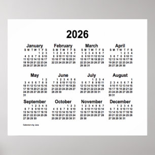 2026 Witte Kalender van Janz Print